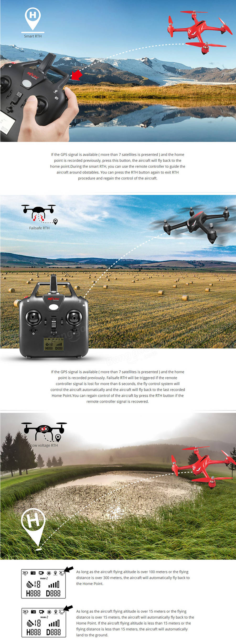 MJX B2W Bugs 2W WiFi FPV sin escobillas con cámara 1080P HD GPS RC Drone Quadcopter RTF