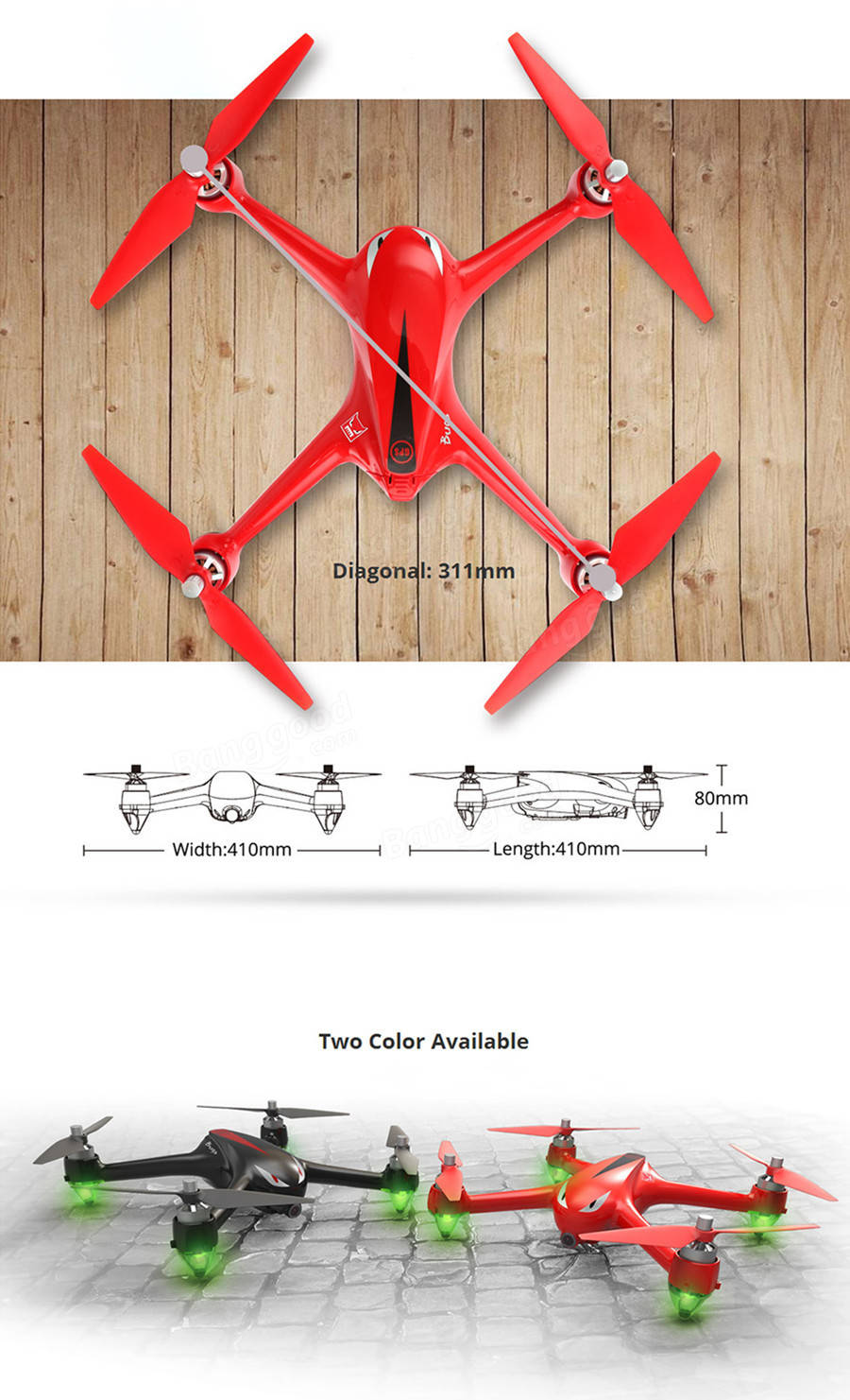 MJX B2W Bugs 2W WiFi FPV sin escobillas con cámara 1080P HD GPS RC Drone Quadcopter RTF