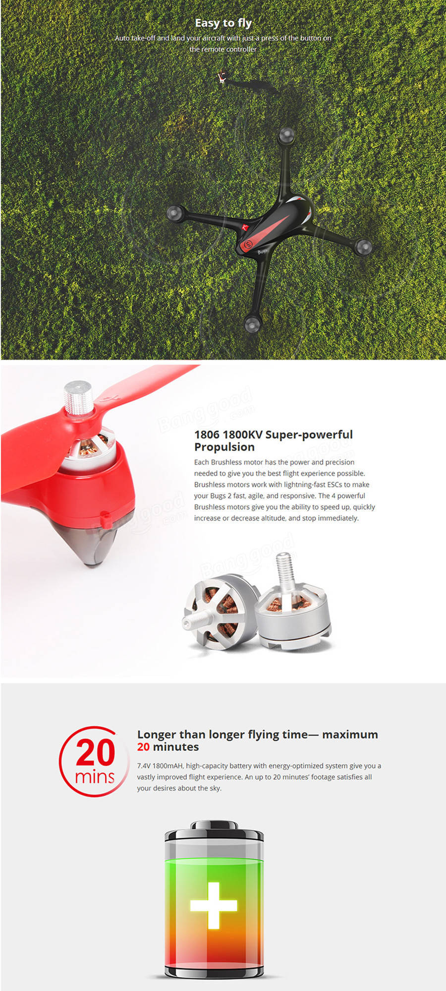 MJX B2W Bugs 2W WiFi FPV sin escobillas con cámara 1080P HD GPS RC Drone Quadcopter RTF